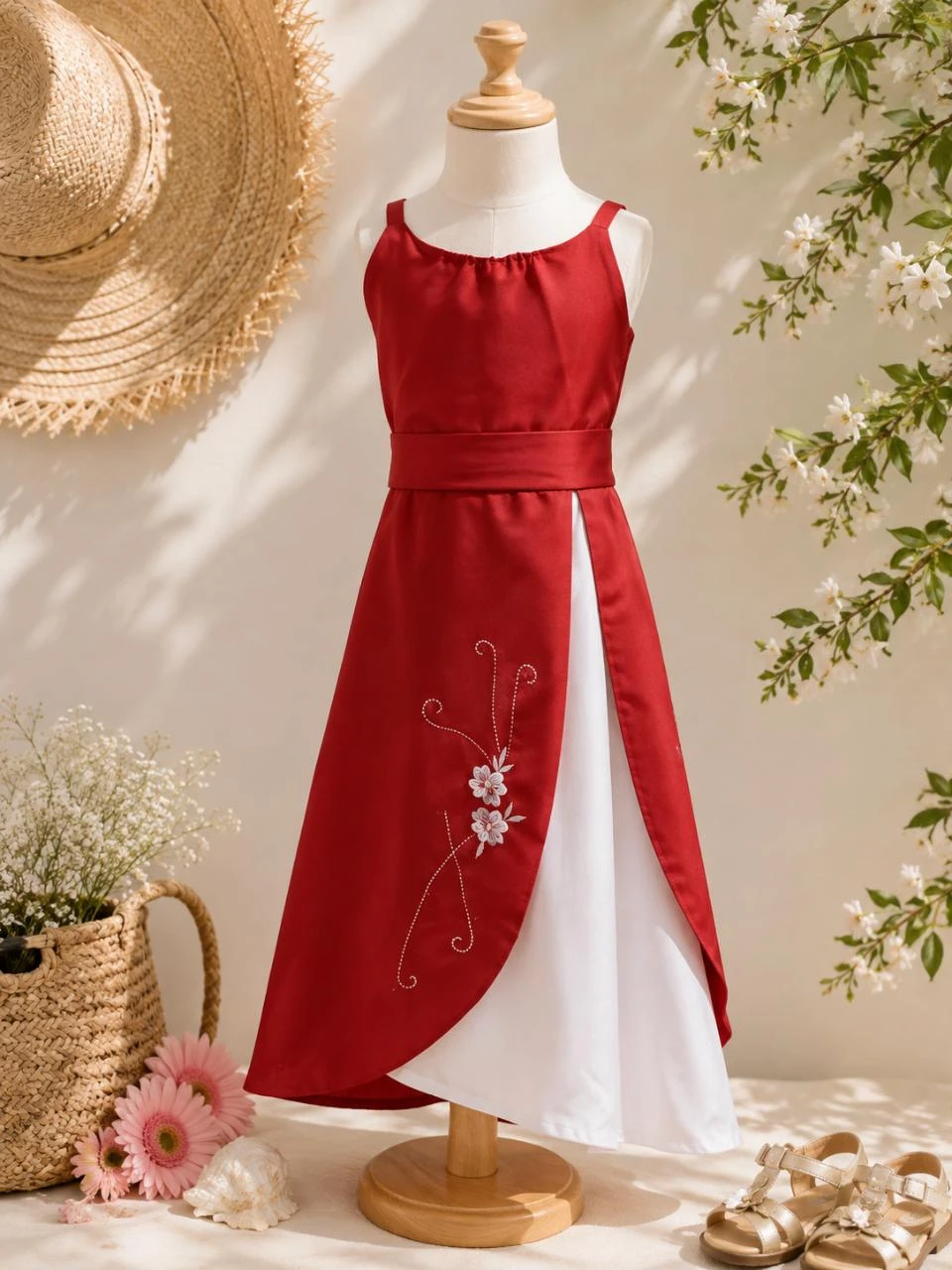 Robe de cérémonie cortège fille couleur bordeaux âge 12 ans neuve